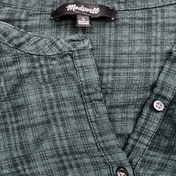 🌿 Madewell Plaid Balloon-Sleeve Peasant Top — Women’s Large - Picture 4 of 4